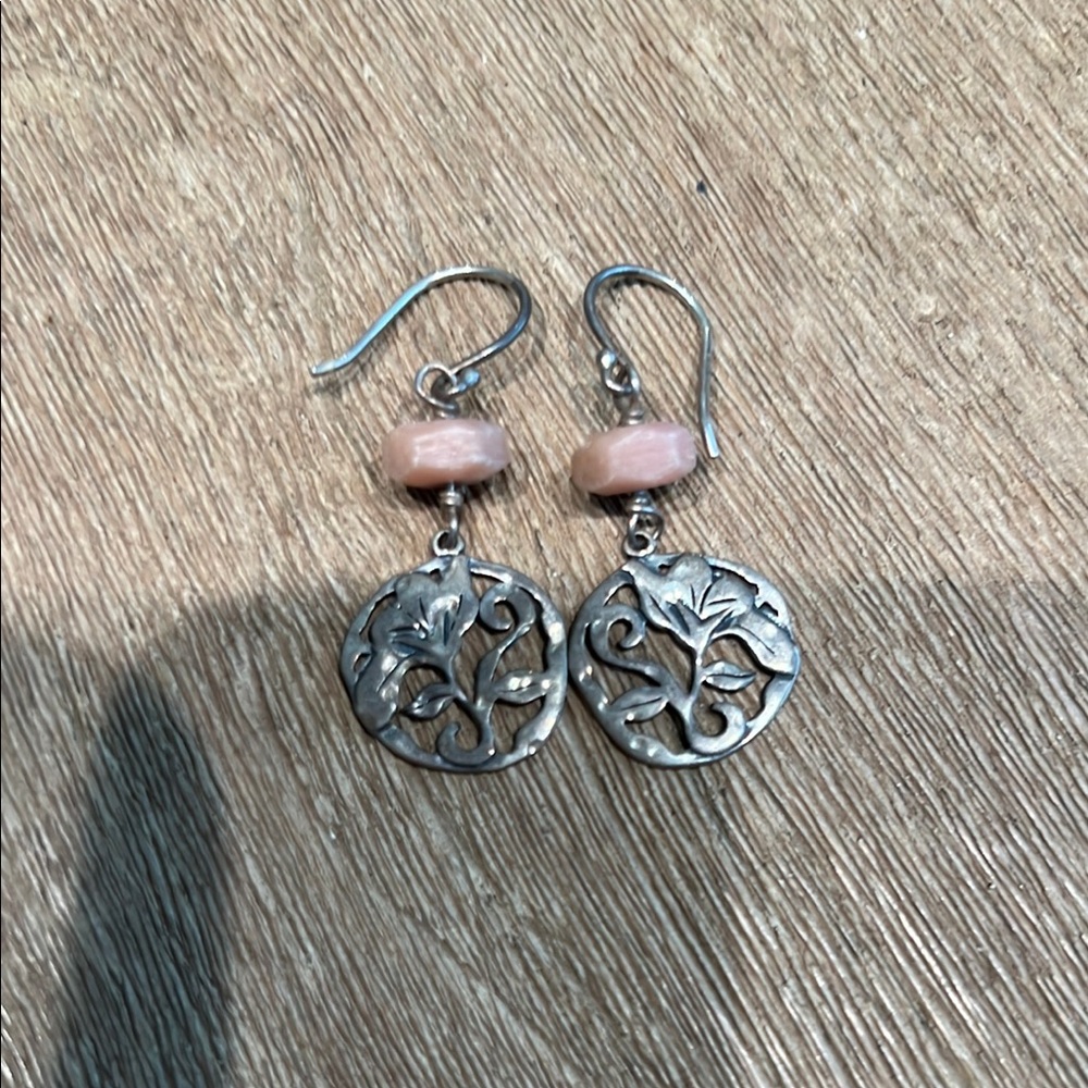 Silpada Silver and Pink Filigree Earrings